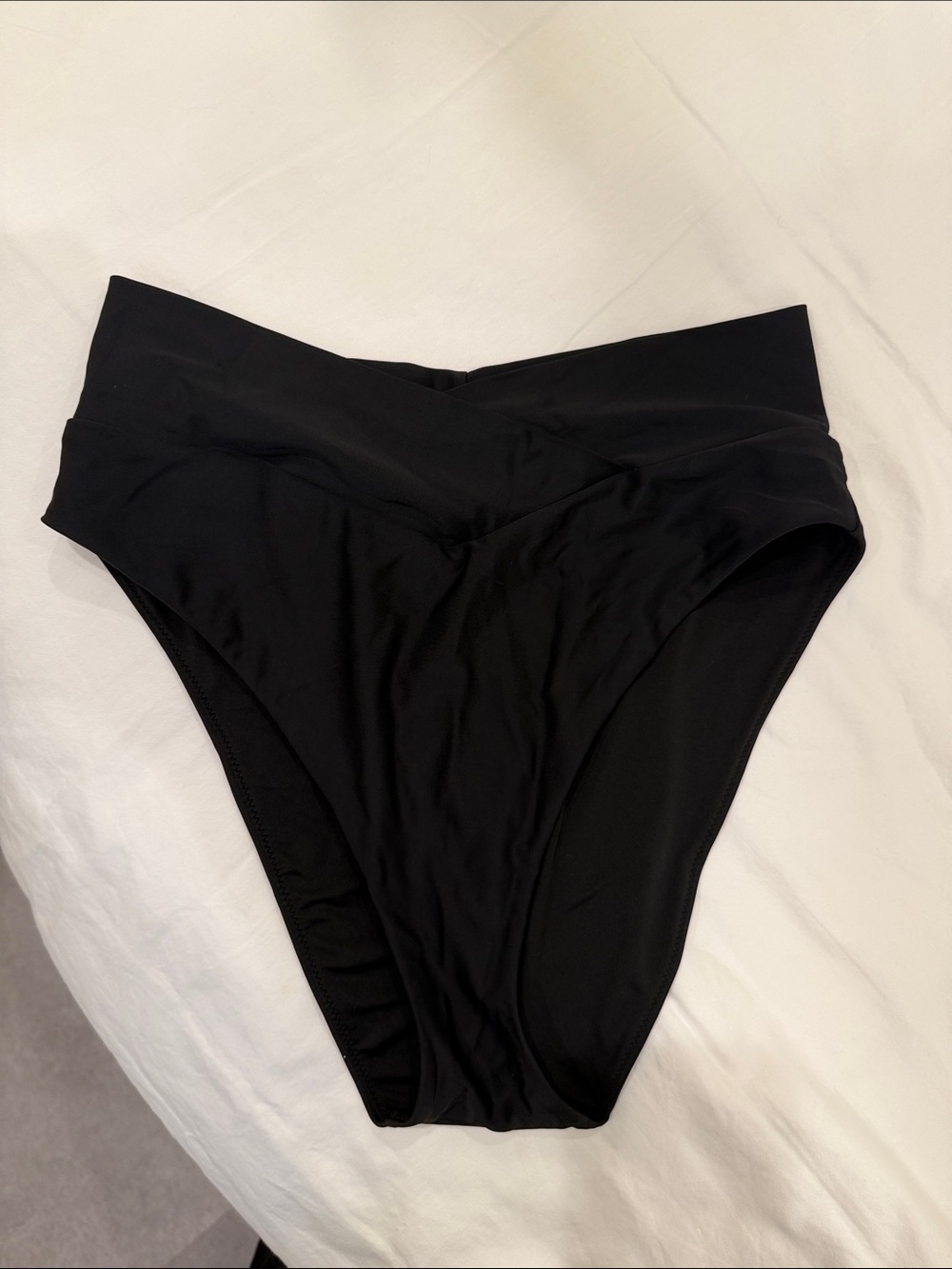 aerie Black High-Waist Crossover Swim Bottom